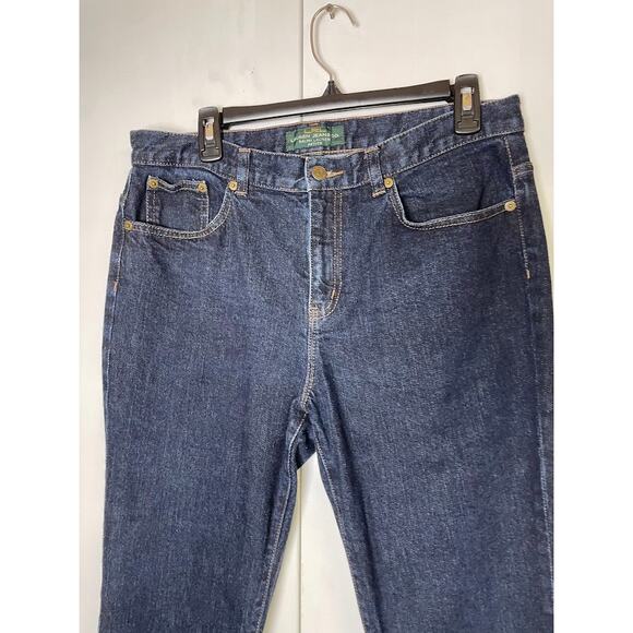 Lauren Ralph Lauren Jeans Bootcut Womens 12 Petite Dark Wash Embroidered Pockets - Picture 2 of 11